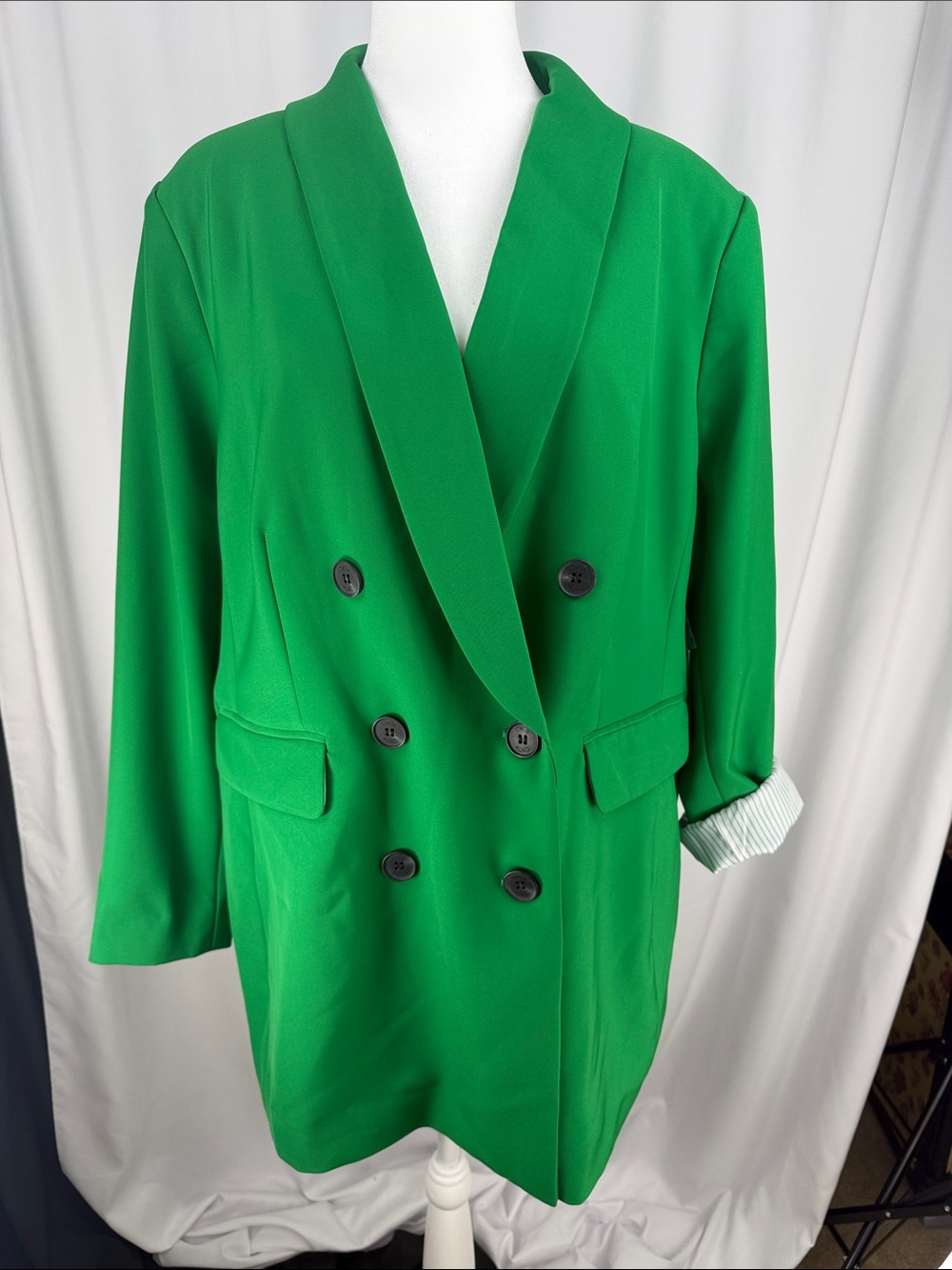 CeCe Vibrant Green Double-Breasted Blazer
